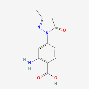 molecular formula C11H11N3O3 B3630607 2-amino-4-(3-methyl-5-oxo-4H-pyrazol-1-yl)benzoic acid 