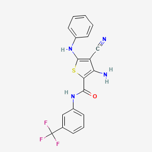 3-amino-5-anilino-4-cyano-N-[3-(trifluoromethyl)phenyl]-2-thiophenecarboxamide