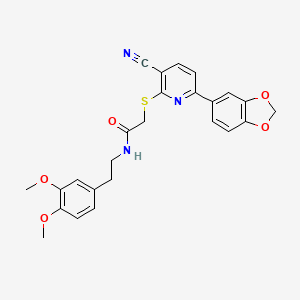 2-{[6-(1,3-benzodioxol-5-yl)-3-cyano-2-pyridinyl]thio}-N-[2-(3,4-dimethoxyphenyl)ethyl]acetamide