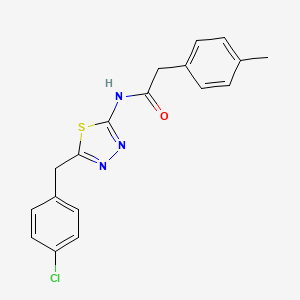 molecular formula C18H16ClN3OS B3630645 N-{5-[(4-CHLOROPHENYL)METHYL]-1,3,4-THIADIAZOL-2-YL}-2-(4-METHYLPHENYL)ACETAMIDE 