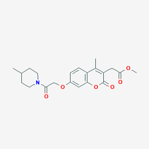 molecular formula C21H25NO6 B3630652 METHYL 2-{4-METHYL-7-[2-(4-METHYLPIPERIDIN-1-YL)-2-OXOETHOXY]-2-OXO-2H-CHROMEN-3-YL}ACETATE 