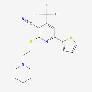 2-{[2-(1-piperidinyl)ethyl]thio}-6-(2-thienyl)-4-(trifluoromethyl)nicotinonitrile