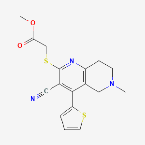 methyl 2-[(3-cyano-6-methyl-4-thiophen-2-yl-7,8-dihydro-5H-1,6-naphthyridin-2-yl)sulfanyl]acetate