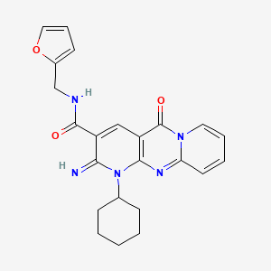 molecular formula C23H23N5O3 B3630720 7-cyclohexyl-N-(furan-2-ylmethyl)-6-imino-2-oxo-1,7,9-triazatricyclo[8.4.0.03,8]tetradeca-3(8),4,9,11,13-pentaene-5-carboxamide 