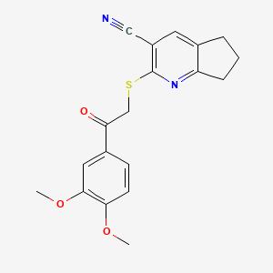 2-{[2-(3,4-dimethoxyphenyl)-2-oxoethyl]thio}-6,7-dihydro-5H-cyclopenta[b]pyridine-3-carbonitrile