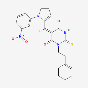 (5E)-1-[2-(cyclohexen-1-yl)ethyl]-5-[[1-(3-nitrophenyl)pyrrol-2-yl]methylidene]-2-sulfanylidene-1,3-diazinane-4,6-dione