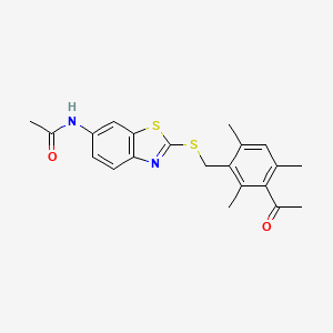 N-{2-[(3-acetyl-2,4,6-trimethylbenzyl)sulfanyl]-1,3-benzothiazol-6-yl}acetamide