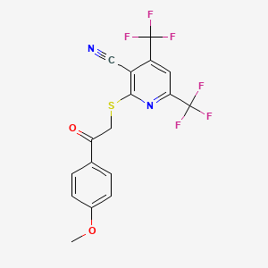 2-[2-(4-Methoxyphenyl)-2-oxoethyl]sulfanyl-4,6-bis(trifluoromethyl)pyridine-3-carbonitrile