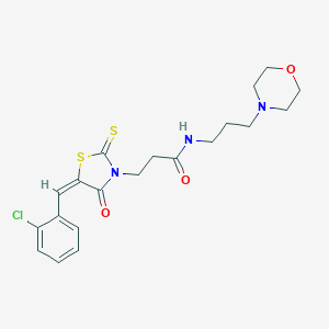(E)-3-(5-(2-chlorobenzylidene)-4-oxo-2-thioxothiazolidin-3-yl)-N-(3-morpholinopropyl)propanamide