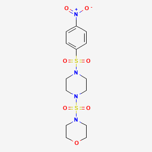 molecular formula C14H20N4O7S2 B3630799 4-[4-(4-Nitrophenyl)sulfonylpiperazin-1-yl]sulfonylmorpholine 