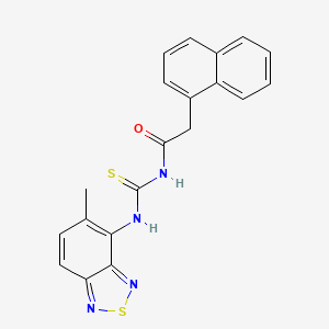 molecular formula C20H16N4OS2 B3630840 N-{[(5-methyl-2,1,3-benzothiadiazol-4-yl)amino]carbonothioyl}-2-(1-naphthyl)acetamide 