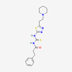 3-phenyl-N-[[5-(2-piperidin-1-ylethyl)-1,3,4-thiadiazol-2-yl]carbamothioyl]propanamide