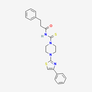 3-phenyl-N-[4-(4-phenyl-1,3-thiazol-2-yl)piperazine-1-carbothioyl]propanamide