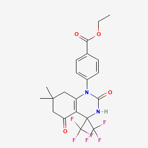 ETHYL 4-[7,7-DIMETHYL-2,5-DIOXO-4,4-BIS(TRIFLUOROMETHYL)-1,2,3,4,5,6,7,8-OCTAHYDROQUINAZOLIN-1-YL]BENZOATE