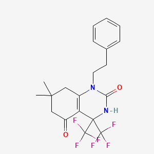 7,7-DIMETHYL-1-(2-PHENYLETHYL)-4,4-BIS(TRIFLUOROMETHYL)-1,2,3,4,5,6,7,8-OCTAHYDROQUINAZOLINE-2,5-DIONE