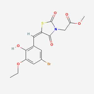 methyl 2-[(5E)-5-[(5-bromo-3-ethoxy-2-hydroxyphenyl)methylidene]-2,4-dioxo-1,3-thiazolidin-3-yl]acetate