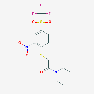 N,N-diethyl-2-({2-nitro-4-[(trifluoromethyl)sulfonyl]phenyl}sulfanyl)acetamide