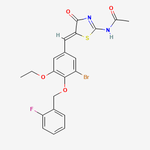 N-[(5Z)-5-[[3-bromo-5-ethoxy-4-[(2-fluorophenyl)methoxy]phenyl]methylidene]-4-oxo-1,3-thiazol-2-yl]acetamide