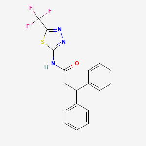 molecular formula C18H14F3N3OS B3630962 3,3-diphenyl-N-[5-(trifluoromethyl)-1,3,4-thiadiazol-2-yl]propanamide 