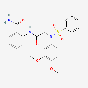 molecular formula C23H23N3O6S B3630970 2-{[N-(3,4-dimethoxyphenyl)-N-(phenylsulfonyl)glycyl]amino}benzamide 