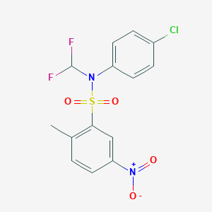 molecular formula C14H11ClF2N2O4S B363101 N-(4-chlorophenyl)-N-(difluoromethyl)-2-methyl-5-nitrobenzenesulfonamide CAS No. 380341-50-4