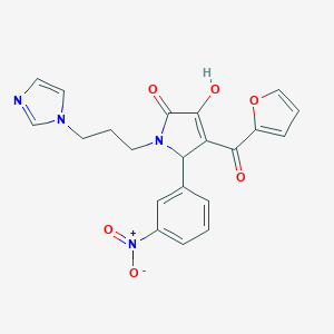 molecular formula C21H18N4O6 B363102 4-(2-furoyl)-3-hydroxy-1-[3-(1H-imidazol-1-yl)propyl]-5-(3-nitrophenyl)-1,5-dihydro-2H-pyrrol-2-one CAS No. 378212-42-1