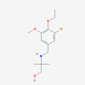 molecular formula C14H22BrNO3 B3631075 2-[(3-Bromo-4-ethoxy-5-methoxyphenyl)methylamino]-2-methylpropan-1-ol 