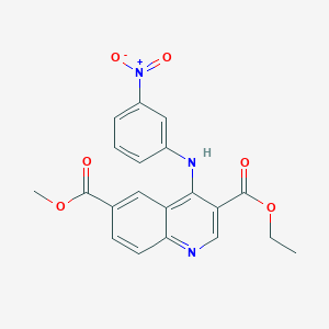 molecular formula C20H17N3O6 B363109 3-Ethyl 6-methyl 4-{3-nitroanilino}-3,6-quinolinedicarboxylate CAS No. 459417-19-7