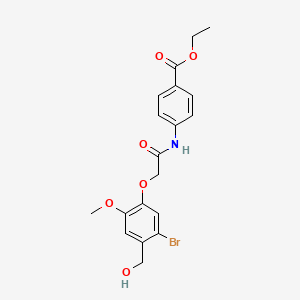 molecular formula C19H20BrNO6 B3631099 ethyl 4-({[5-bromo-4-(hydroxymethyl)-2-methoxyphenoxy]acetyl}amino)benzoate 