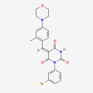 molecular formula C22H20BrN3O4 B3631204 (5E)-1-(3-bromophenyl)-5-[2-methyl-4-(morpholin-4-yl)benzylidene]pyrimidine-2,4,6(1H,3H,5H)-trione 