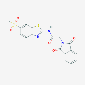 molecular formula C18H13N3O5S2 B363126 2-(1,3-dioxo-1,3-dihydro-2H-isoindol-2-yl)-N-[6-(methylsulfonyl)-1,3-benzothiazol-2-yl]acetamide CAS No. 349636-99-3