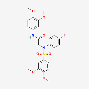 molecular formula C24H25FN2O7S B3631281 N~1~-(3,4-dimethoxyphenyl)-N~2~-[(3,4-dimethoxyphenyl)sulfonyl]-N~2~-(4-fluorophenyl)glycinamide 