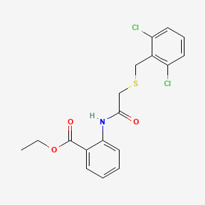 molecular formula C18H17Cl2NO3S B3631285 Ethyl 2-({[(2,6-dichlorobenzyl)sulfanyl]acetyl}amino)benzoate 