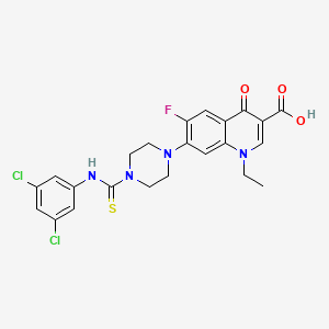 molecular formula C23H21Cl2FN4O3S B3631295 7-{4-[(3,5-DICHLOROANILINO)CARBOTHIOYL]PIPERAZINO}-1-ETHYL-6-FLUORO-4-OXO-1,4-DIHYDRO-3-QUINOLINECARBOXYLIC ACID 