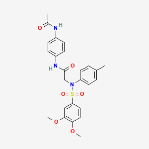 molecular formula C25H27N3O6S B3631300 N-[4-(acetylamino)phenyl]-N~2~-[(3,4-dimethoxyphenyl)sulfonyl]-N~2~-(4-methylphenyl)glycinamide 