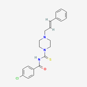 molecular formula C21H22ClN3OS B3631327 4-chloro-N-{[4-(3-phenyl-2-propen-1-yl)-1-piperazinyl]carbonothioyl}benzamide 