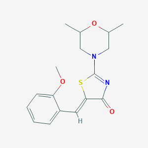 molecular formula C17H20N2O3S B363134 2-(2,6-dimethyl-4-morpholinyl)-5-(2-methoxybenzylidene)-1,3-thiazol-4(5H)-one CAS No. 372498-58-3