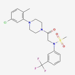 molecular formula C21H23ClF3N3O3S B3631372 N-{2-[4-(5-Chloro-2-methyl-phenyl)-piperazin-1-yl]-2-oxo-ethyl}-N-(3-trifluoromethyl-phenyl)-methanesulfonamide 