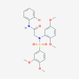 molecular formula C24H25BrN2O7S B3631399 N-(2-bromophenyl)-2-(N-(3,4-dimethoxyphenyl)sulfonyl-2,5-dimethoxyanilino)acetamide 