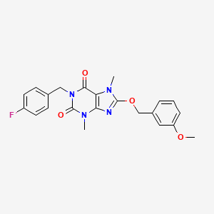 molecular formula C22H21FN4O4 B3631406 1-(4-fluorobenzyl)-8-[(3-methoxybenzyl)oxy]-3,7-dimethyl-3,7-dihydro-1H-purine-2,6-dione 