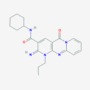 molecular formula C21H25N5O2 B363142 N-cyclohexyl-2-imino-5-oxo-1-propyl-1,5-dihydro-2H-dipyrido[1,2-a:2,3-d]pyrimidine-3-carboxamide CAS No. 510762-21-7