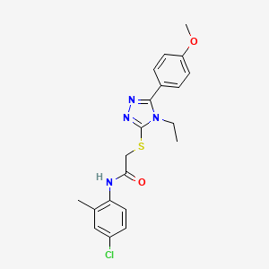 molecular formula C20H21ClN4O2S B3631425 N-(4-chloro-2-methylphenyl)-2-{[4-ethyl-5-(4-methoxyphenyl)-4H-1,2,4-triazol-3-yl]sulfanyl}acetamide 