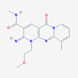 molecular formula C17H19N5O3 B363143 2-imino-1-(2-methoxyethyl)-N,10-dimethyl-5-oxo-1,5-dihydro-2H-dipyrido[1,2-a:2,3-d]pyrimidine-3-carboxamide CAS No. 510762-38-6