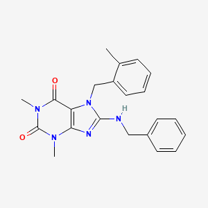 molecular formula C22H23N5O2 B3631452 8-(Benzylamino)-1,3-dimethyl-7-[(2-methylphenyl)methyl]-2,3,6,7-tetrahydro-1H-purine-2,6-dione 