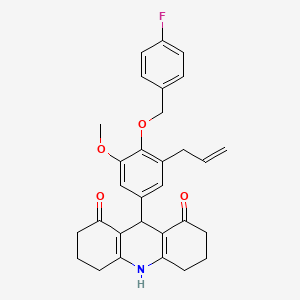 molecular formula C30H30FNO4 B3631474 9-[4-[(4-Fluorophenyl)methoxy]-3-methoxy-5-prop-2-enylphenyl]-2,3,4,5,6,7,9,10-octahydroacridine-1,8-dione 