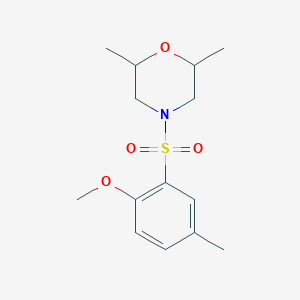 molecular formula C14H21NO4S B363149 4-[(2-Methoxy-5-methylphenyl)sulfonyl]-2,6-dimethylmorpholine CAS No. 496015-83-9