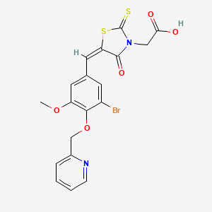 {5-[3-bromo-5-methoxy-4-(2-pyridinylmethoxy)benzylidene]-4-oxo-2-thioxo-1,3-thiazolidin-3-yl}acetic acid