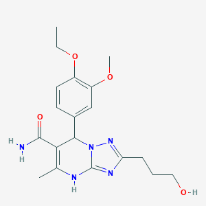 molecular formula C19H25N5O4 B363160 7-(4-Ethoxy-3-methoxyphenyl)-2-(3-hydroxypropyl)-5-methyl-4,7-dihydro-[1,2,4]triazolo[1,5-a]pyrimidine-6-carboxamide CAS No. 537699-85-7