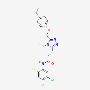 molecular formula C21H21Cl3N4O2S B3631610 2-({4-ethyl-5-[(4-ethylphenoxy)methyl]-4H-1,2,4-triazol-3-yl}sulfanyl)-N-(2,4,5-trichlorophenyl)acetamide 