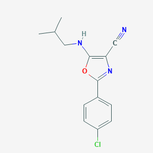 molecular formula C14H14ClN3O B363169 2-(4-Chlorophenyl)-5-(isobutylamino)-1,3-oxazole-4-carbonitrile CAS No. 459420-99-6